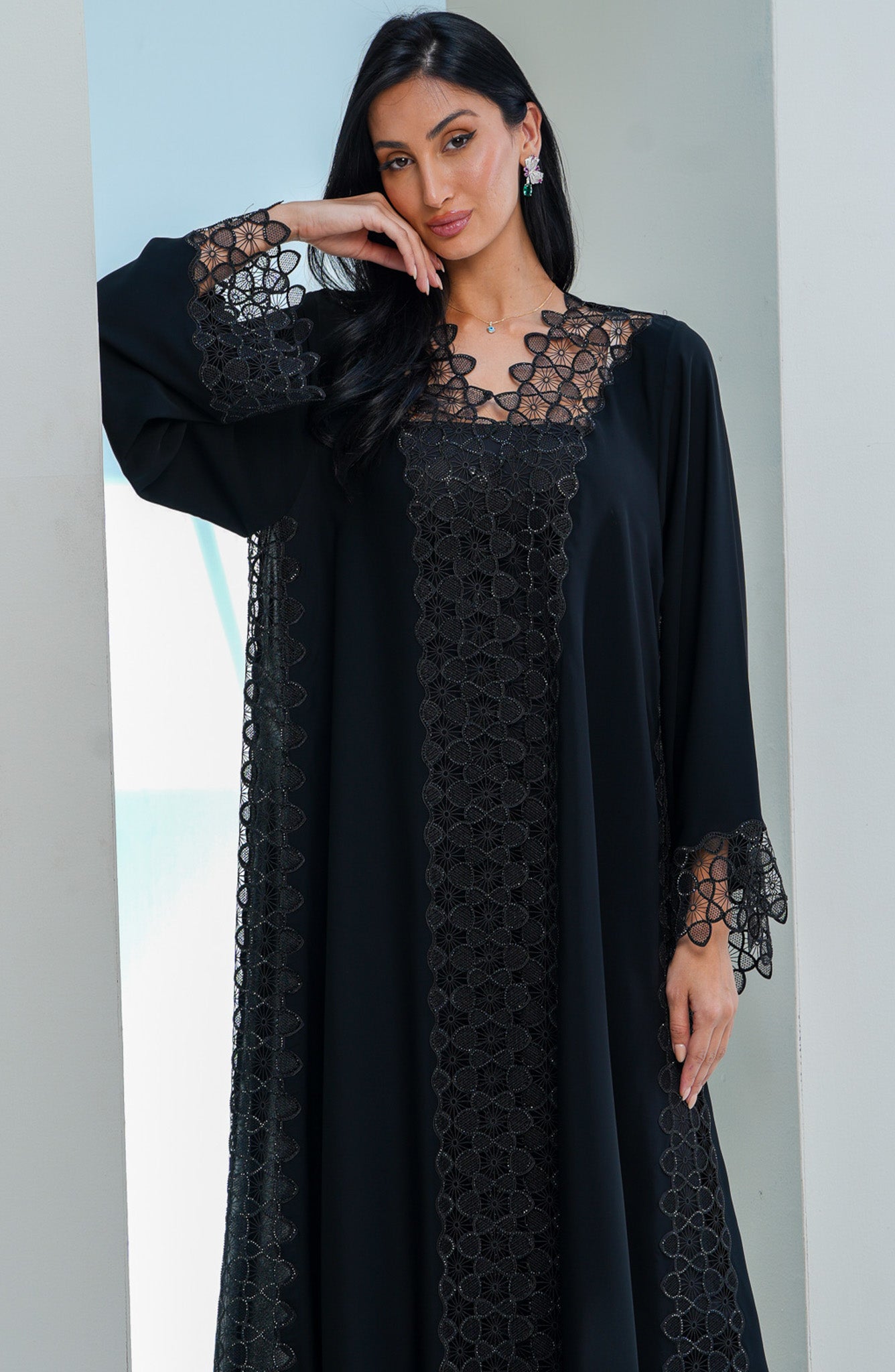 Shomoukh Abaya SS39009-18 - Black