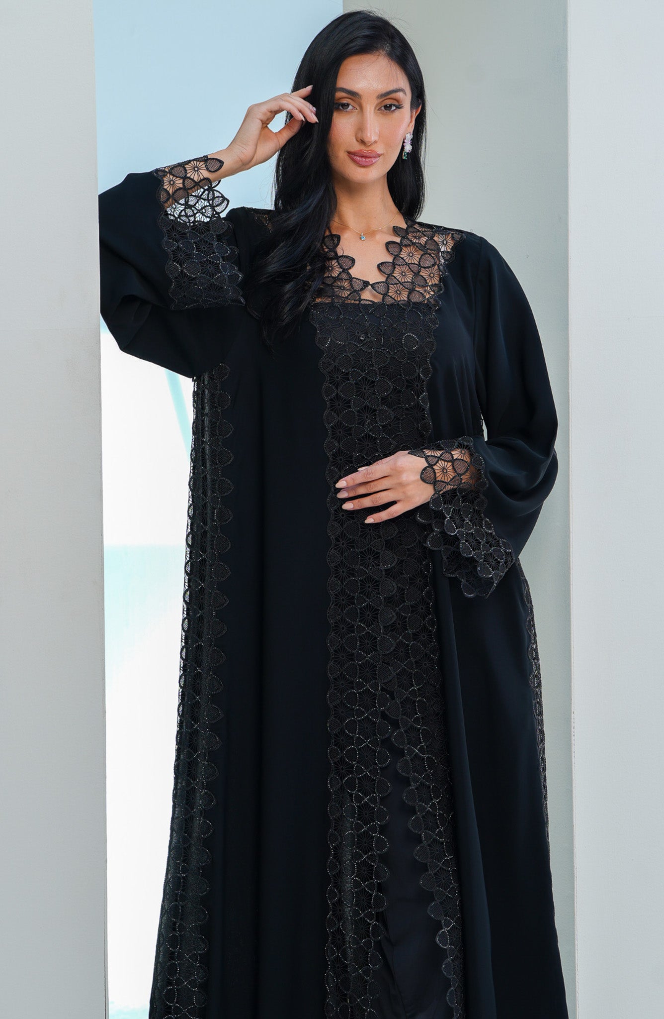 Shomoukh Abaya SS39009-18 - Black